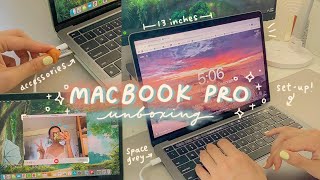 macbook pro 2020 m1 unboxing✨🍥setup accessories  customizing [upl. by Sena]