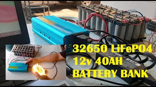 DIY 40AH 12V 32650 LiFePO4 Battery Bank For Solar Power [upl. by Attenor168]