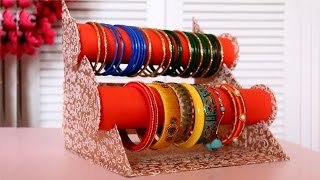 Cardboard Crafts  DIY Bangle Stand  Bracelet Holder  Jewelry Organizer [upl. by Cenac]