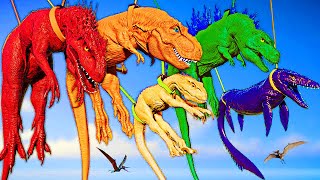 🔴All Jurassic Red TREX vs Green DINOSAUR Dilophosaurus Karnotaurus Triceratops  Fallen Kingdom [upl. by Itak]