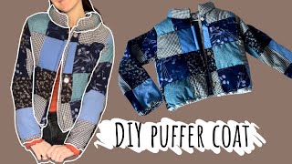 DIY sewing a patchwork puffer jacket with no pre made pattern [upl. by Guadalupe277]