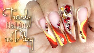 Trendy Nail Art and Bling 💎  Gel Polish Nail Art  😍 MAKARTT DUETS  Bling Nails [upl. by Kcirddec]