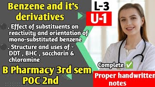 L3  U1  Effect of substituents on reactivity and orientation of benzene DDT BHC  saccharin [upl. by Natalia804]