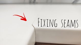 How to fix the joints on the kitchen countertop after installation  DIY repair seams [upl. by Sharleen]