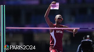 Defending high jump gold medalist Barshim in pain during qualifier  Paris Olympics  NBC Sports [upl. by Grey]