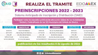 ¡calendario CUANDO son las PREINSCRIPCIONES 2022  2023 en el EDOMEX │ consulta fechas y mas [upl. by Quartana898]