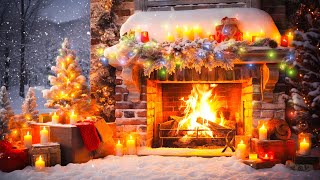 Christmas Music Fireplace Snow Falling ❄️Cozy Christmas Fireplace Instrumental 🔥 Christmas Fireplace [upl. by Halima]