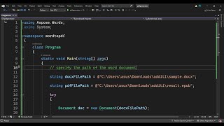 C NET Project to Export Word DOCX File to PDF Using Aspose File API Library [upl. by Carmelia]