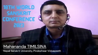 18th World Sanskrit Conference 2023  DrMahananda Timilsina [upl. by Arolf]