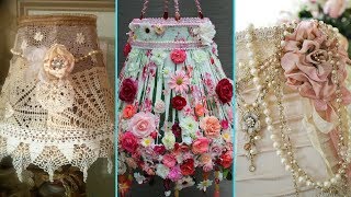 ❤ DIY Shabby Chic Style Lampshade decor Ideas ❤ Home decor amp Interior design  Flamingo Mango [upl. by Reltuc]