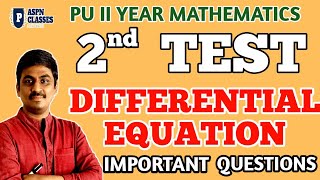 DIFFERENTIAL EQUATION 135 MARKS IMPORTANT QUESTIONS ಎರಡನೇ ಕಿರುಪರೀಕ್ಷೆ 202324 class12 [upl. by Eetnom889]