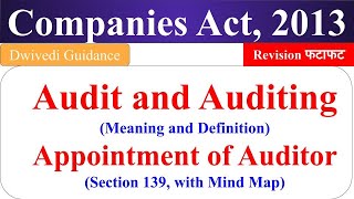 Audit Auditing Auditor Appointment of Auditor Companies Act 2013 company law mba bba bcom [upl. by Ruckman805]