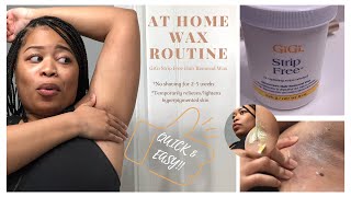 Athome Waxing Routine using Gigi strip free microwave wax Hyperpigmented skin care routine [upl. by Pacifa]