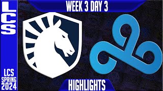 TL vs C9 Highlights  LCS Spring 2024 Week 3 Day 3  Team Liquid vs Clolud9 [upl. by Nolyat]