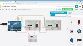 Sensor de temperatura TMP36 y 02 display 7 segmentos con Arduino en Tinkercad [upl. by Onaicnop]