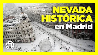 Histórica NEVADA en Madrid España por temporal FILOMENA [upl. by Fasa]