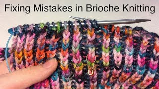 Knitting Tutorial Fixing mistakes in brioche knitting [upl. by Eelreveb791]