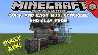 Fully AFK Mud Concrete and Clay farm Minecraft Bedrock edition [upl. by Nomelihp]