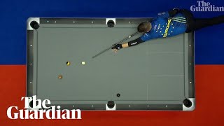 Absolutely incredible Europes David Alcaide hits remarkable pool shot in Mosconi Cup [upl. by Enelrats]