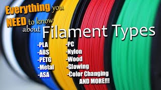 All the Different 3d printing Filaments Explained [upl. by Uriisa]