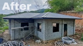 Proses pembinaan rumah bajet menggunakan tiang besi square tube [upl. by Culver142]