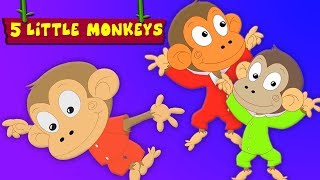 cinque scimmiette  rime per i bambini  video di bambini  Rhymes in Italian  Five Little Monkeys [upl. by Nosnevets]