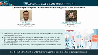 Webinar Overcoming obstacles to success when transitioning into cGMP [upl. by Zacarias]