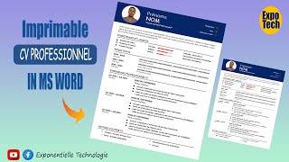 Modèle de Cv Professionnel avec Word 2 [upl. by Mead]