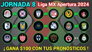 PRONÓSTICOS Liga MX APERTURA 2024 Jornada 8 [upl. by Aciraj]