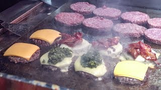 BIG BURGERS Juicy Fillings Melted Swiss Cheese and Bacon London Street Food [upl. by Earle480]