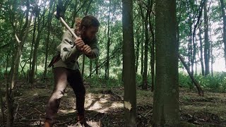 Felling Linden Trees with an Axe to Harvest Bast for Cordage  AngloSaxon Coppicing and Bushcraft [upl. by Reldnahc159]