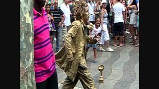 Living Statues in Barcelona  Las Ramblas [upl. by Enneyehs]