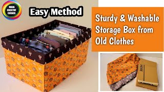 How to make Washable Fabric Storage Basket Easily from Old Clothes  Easy DIY Fabric Storage basket [upl. by Drof]