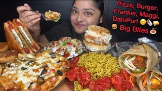 DAHI PURI CHEESY PIZZA MAGGI PANEER FRANKIE FRIED MANCHURIAN PAN PIZZA AND SANDWICHEATING SHOW [upl. by Adriaens]