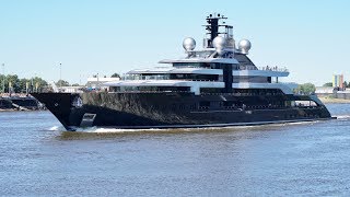 4K  Mega Yacht CRESCENT  Project THUNDER is back in Lemwerder  Lürssen shipyard [upl. by Donnie]