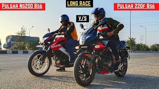 Pulsar Ns 200 Bs6 Vs Pulsar 220F Bs6 Highway Top End Race  Must Watch [upl. by Eedna]