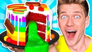 Mystery Wheel of Food Challenge SLIME CAKE Learn How To Make DIY Sour Switch Up Oobleck Food [upl. by Ahsiuqel]