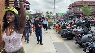 Ronda Rousey in pigtails at Sturgis Bike Week 2022  Live On Main Street  Day 2 356  359 [upl. by Yablon404]