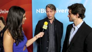 Hugh Dancy and Mads Mikkelsen from Hannibal  NBC Red Carpet  AfterBuzz TV Interview [upl. by Emelda]