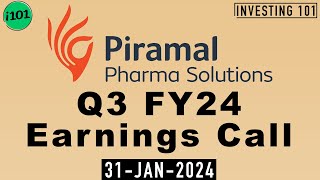 Piramal Pharma Limited Q3 FY24 Earnings Call  Piramal Pharma Limited FY24 Q3 Results [upl. by Madeleine275]