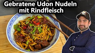 Gebratene Udon Nudeln mit Gemüse und Rinderhüfte [upl. by Lamb]