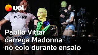 Pabllo Vittar pega Madonna no colo durante ensaio para show em Copacabana veja vídeo [upl. by Alocin]