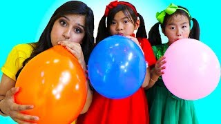 Emma amp Jannie Pretend Play Fun Playtime with Magic Color Balloons [upl. by Naesar]