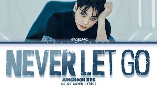 JUNGKOOK BTS Never Let Go LYRICS 전정국 BTSNever Let Go 가사 COLOR CODED LYRISCS [upl. by Nivre464]