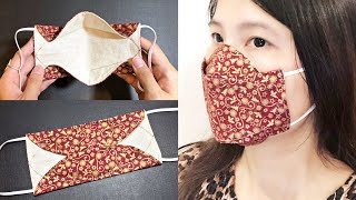 New version  NO FOG ON GLASSES  DIY Simple fabric 3D face mask sewing tutorial is very fast ampeasy [upl. by Ecnerwal]