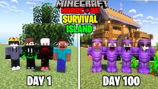 We Survived 100 Days On a SURVIVAL ISLAND In Minecraft Hardcore  4 Player 100 Days [upl. by Bride]