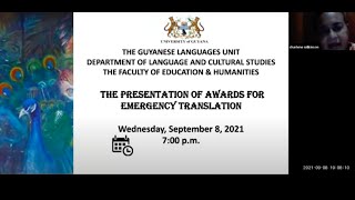 Guyanese Languages Unit The Presentation of Awards for Emergency Translation 2021 [upl. by Maclean937]