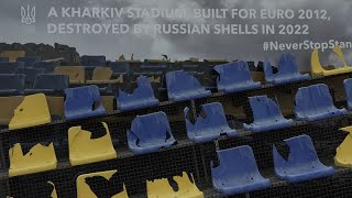 Guerra in Ucraina la tribuna dello stadio distrutto di Kharkiv in mostra a Berlino [upl. by Hinkle]