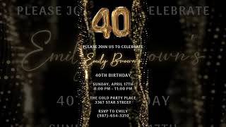 40th Birthday Party Video Invitation  40th Birthday Invitation Ideas [upl. by Oijile855]