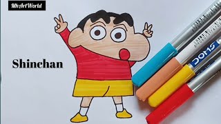 How to draw Shinchan step by step  colour drawing Shinchan  MkArtWorld [upl. by Suckram272]